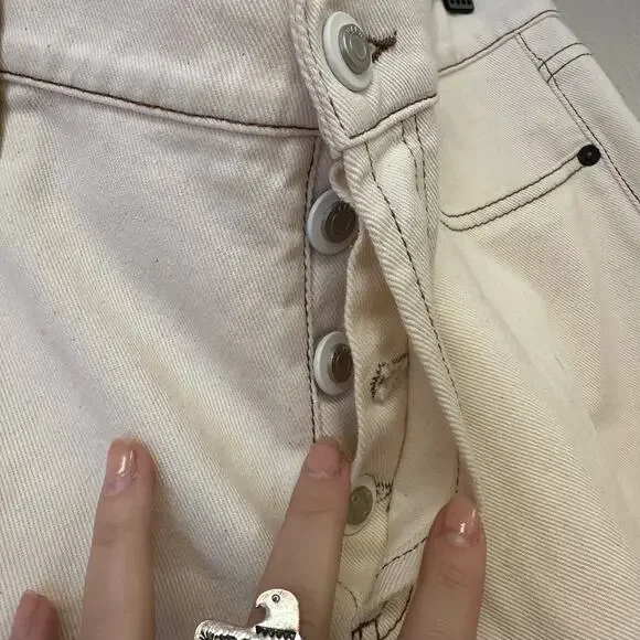 NWT MARNI Raw Cotton Drill White Size 29 Contrast Stitch Straight Leg Jeans